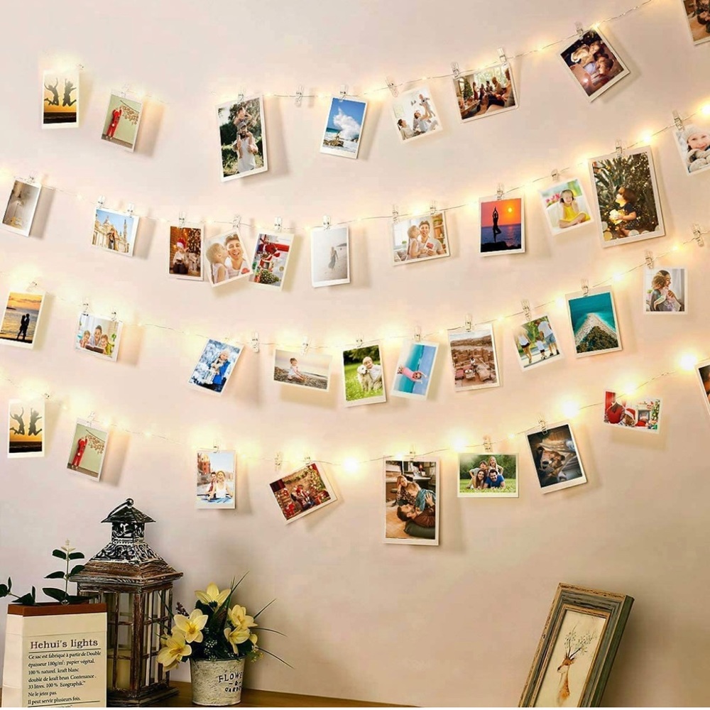 Home Core Gold Wire LED Gold Glittery Photo Clip Fairy Lights. - Picture 6 of 16